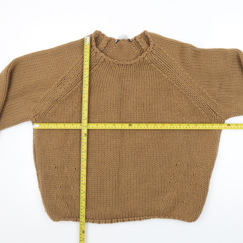 Zara Womens Camel Brown Chunky Knit Wool Jumper S Classic Winter