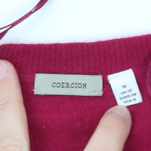 Coercion Men's Red Wool V-Neck Jumper Size M Long Sleeve