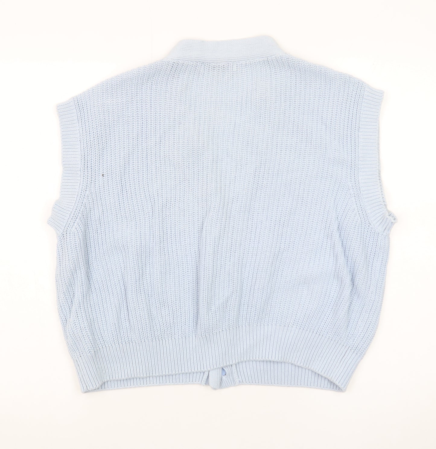 Stradivarius Women Blue Sleeveless Knit Cardigan Vest Size 8