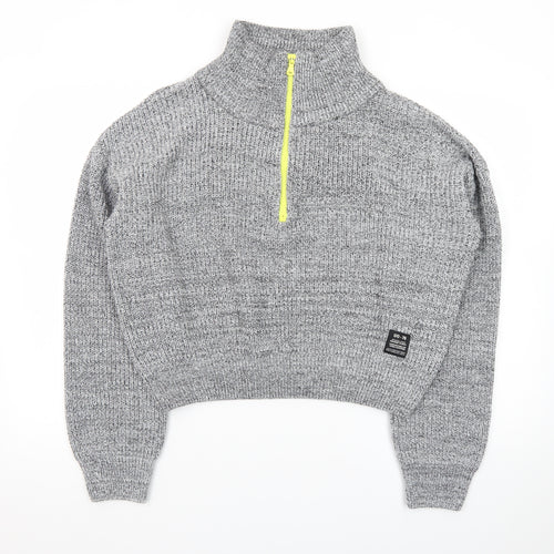 Urban Outfitters Men’s Grey 1/2 Zip High Neck Chunky Knit Jumper M
