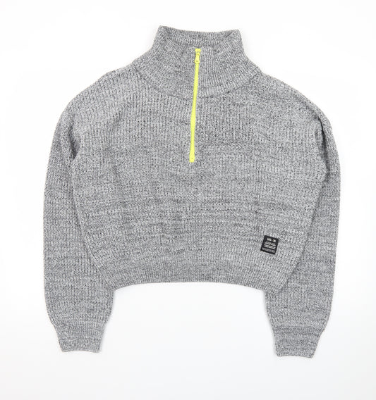 Urban Outfitters Men’s Grey 1/2 Zip High Neck Chunky Knit Jumper M