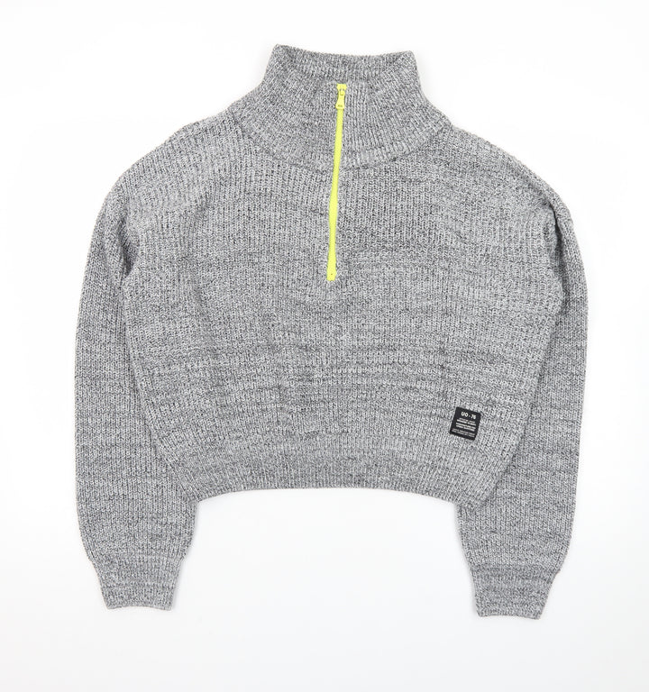 Urban Outfitters Men’s Grey 1/2 Zip High Neck Chunky Knit Jumper M