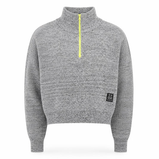 Front view of Urban Outfitters Men’s Grey 1/2 Zip High Neck Chunky Knit Jumper M