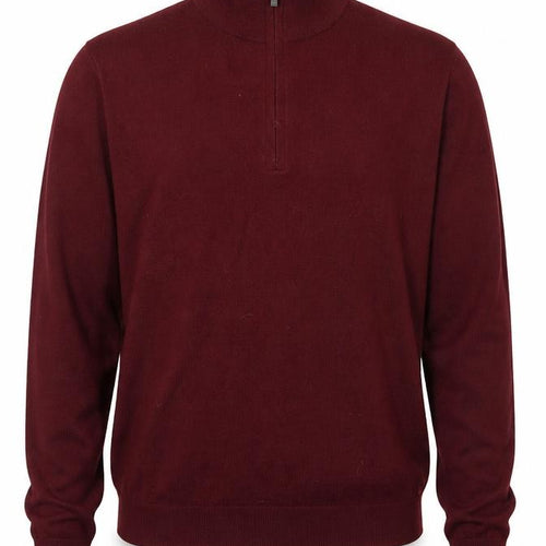 Black Brown 1826 Men's Red Merino Wool 1/2 Zip Jumper L