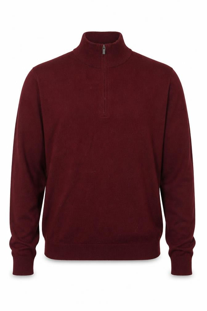 Black Brown 1826 Men's Red Merino Wool 1/2 Zip Jumper L