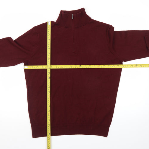 Black Brown 1826 Men's Red Merino Wool 1/2 Zip Jumper L