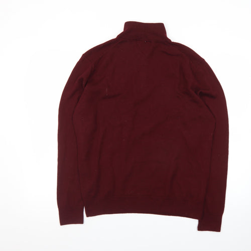 Black Brown 1826 Men's Red Merino Wool 1/2 Zip Jumper L