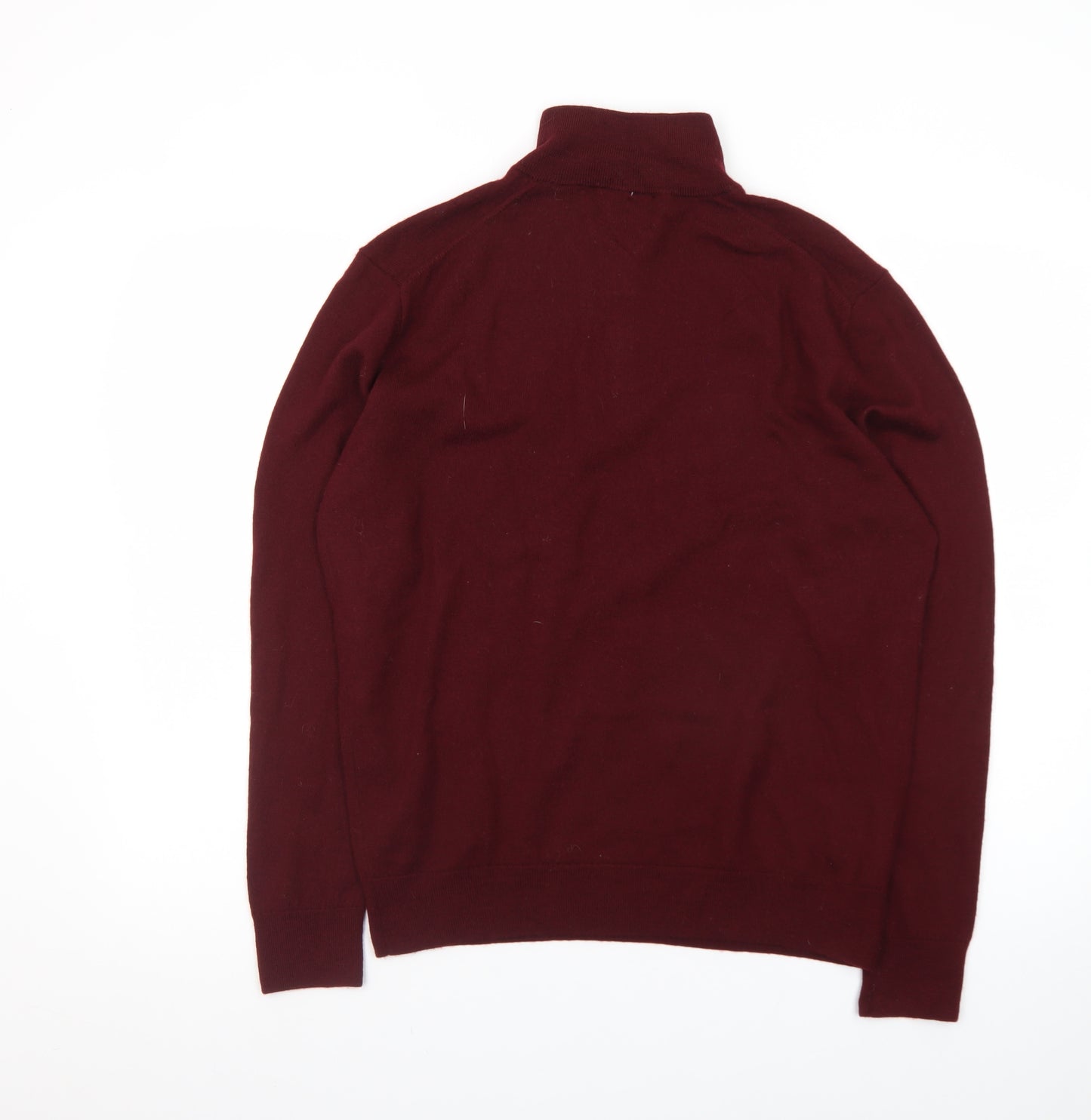 Black Brown 1826 Men's Red Merino Wool 1/2 Zip Jumper L