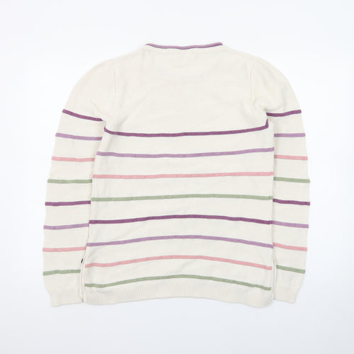 ISLE Women’s Cream Multicoloured Striped Pullover Jumper Size S 10-12