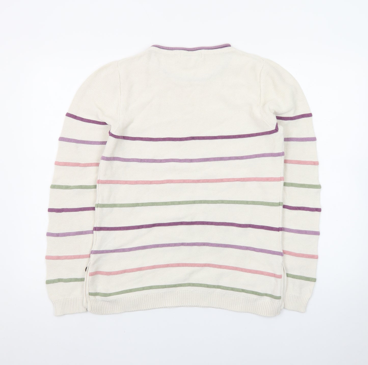 ISLE Women’s Cream Multicoloured Striped Pullover Jumper Size S 10-12