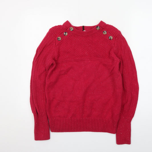 Marks and Spencer Women Red Cable-Knit Jumper Size 10