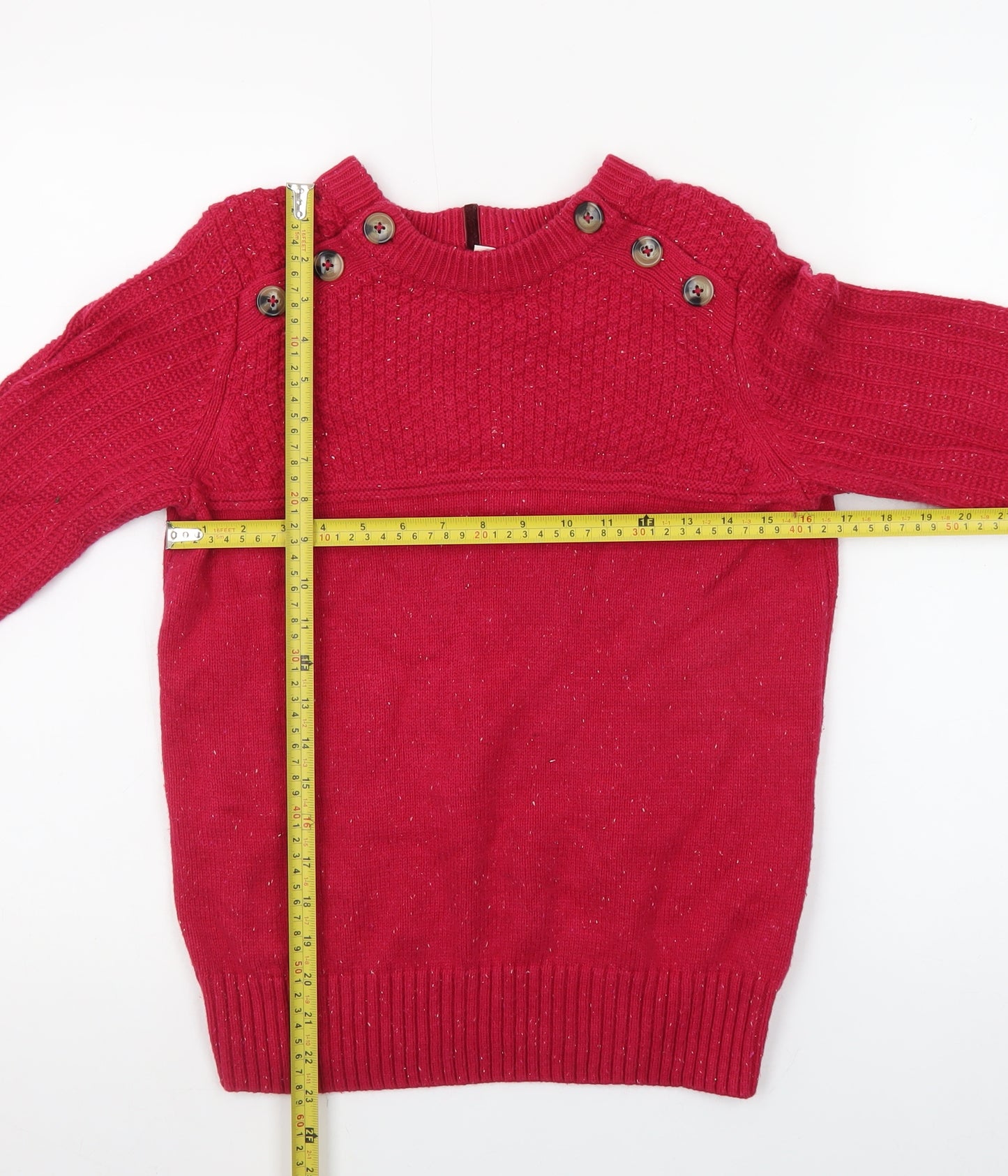 Marks and Spencer Women Red Cable-Knit Jumper Size 10