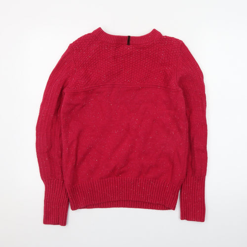 Marks and Spencer Women Red Cable-Knit Jumper Size 10
