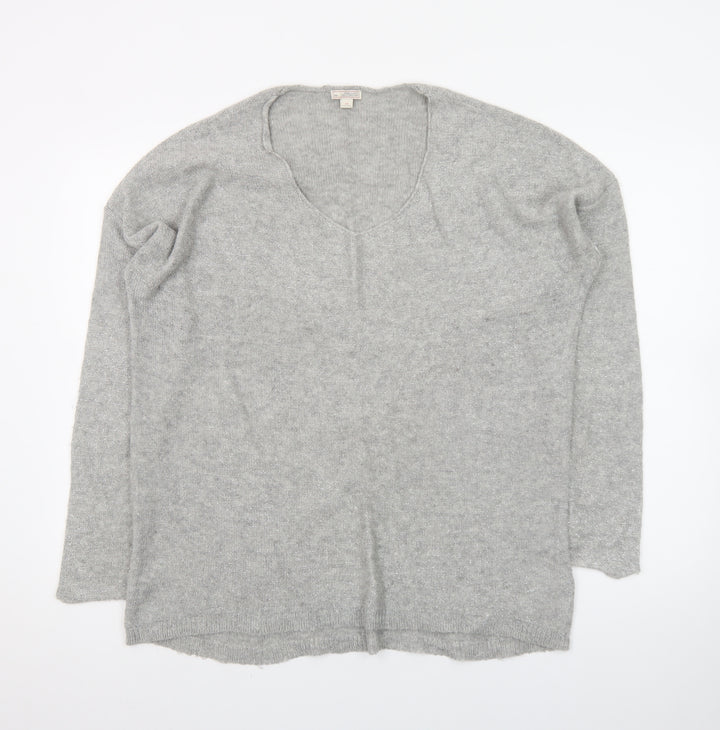 Gap Women’s Grey V-Neck Long Sleeve Knit Pullover Jumper Size L