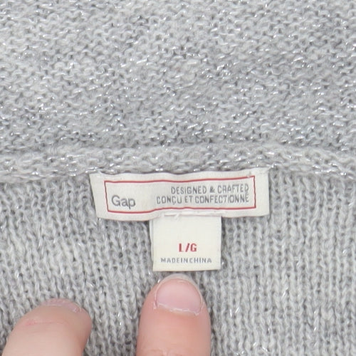 Gap Women’s Grey V-Neck Long Sleeve Knit Pullover Jumper Size L
