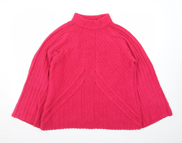 Saint Tropez Women’s Pink Mock Neck Knit Jumper Size M