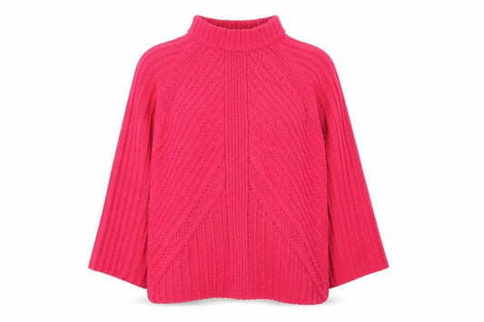 Front view of Saint Tropez Women’s Pink Mock Neck Knit Jumper, size M