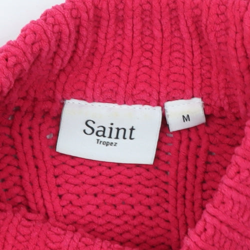 Saint Tropez Women’s Pink Mock Neck Knit Jumper Size M