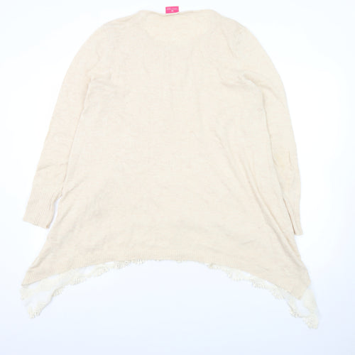 Together Women's Beige Lace Hem Long Sleeve Pullover Jumper Size 16