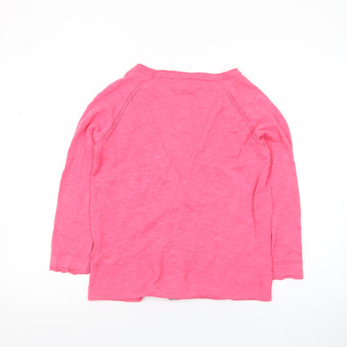 White Stuff Women Pink Cotton V-Neck 3/4 Sleeve Cardigan UK 10
