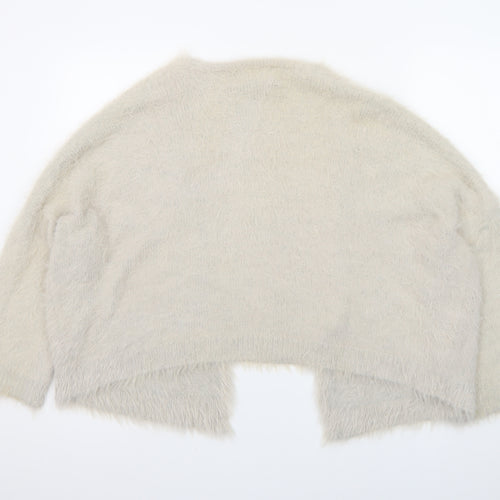ASOS Women Beige Fluffy Knit Shrug Cardigan Size 8