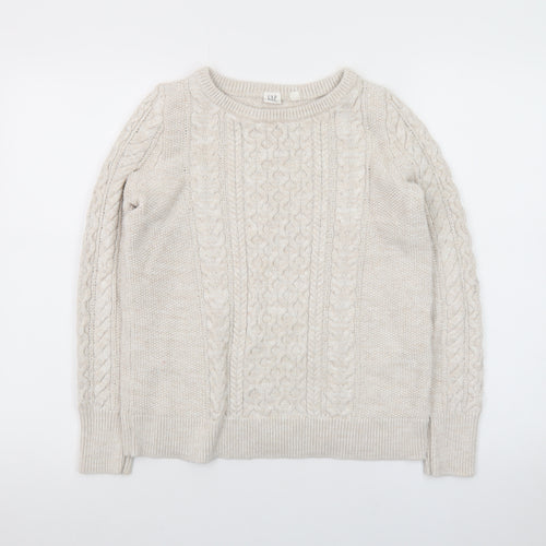 GAP Women’s Beige Cotton Cable-Knit Crew Neck Jumper Size M