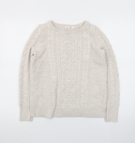 GAP Women’s Beige Cotton Cable-Knit Crew Neck Jumper Size M