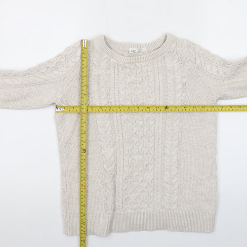 GAP Women’s Beige Cotton Cable-Knit Crew Neck Jumper Size M
