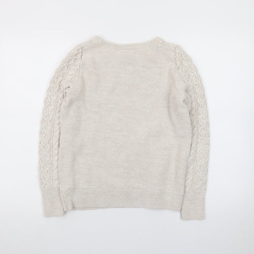 GAP Women’s Beige Cotton Cable-Knit Crew Neck Jumper Size M
