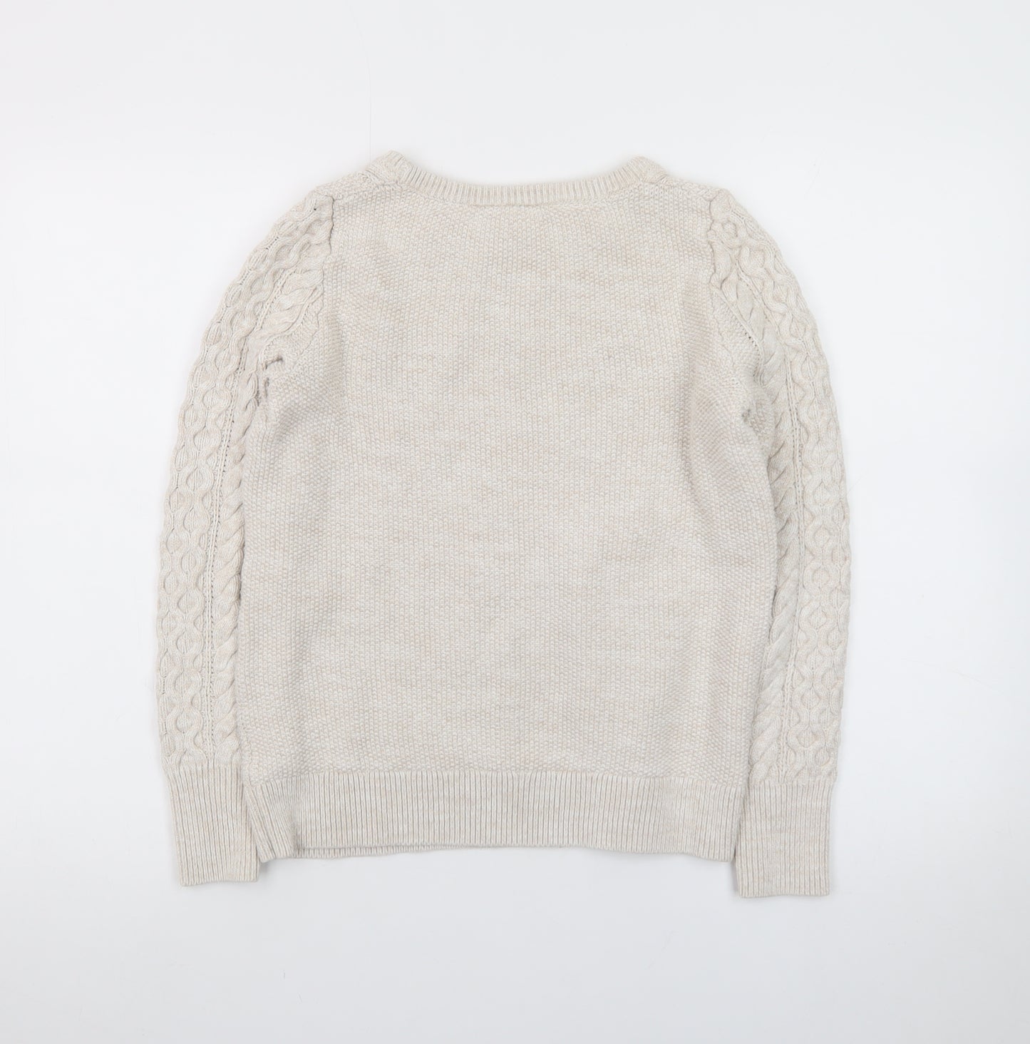GAP Women’s Beige Cotton Cable-Knit Crew Neck Jumper Size M