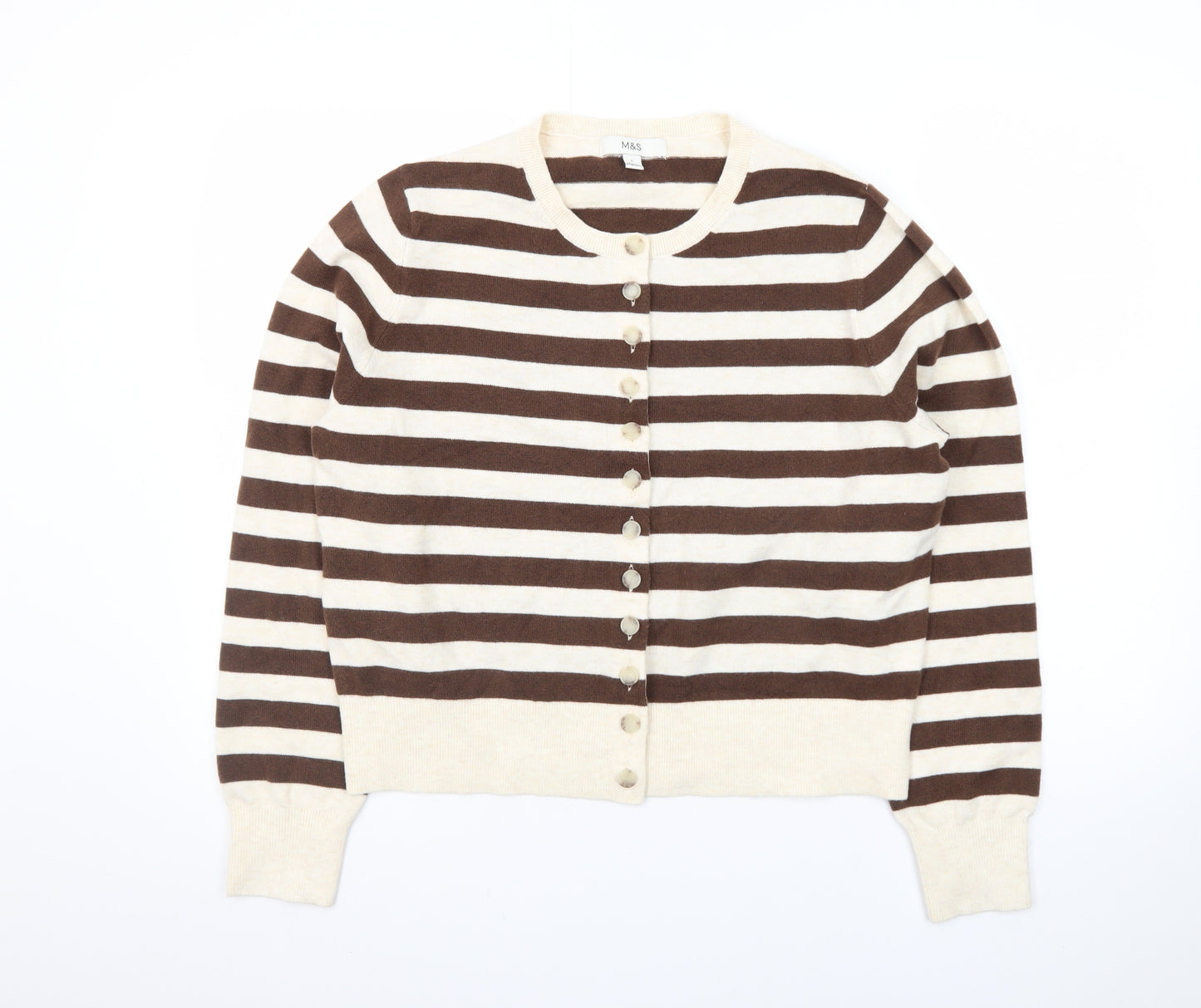 Marks and Spencer Women’s Brown Striped Cardigan Large