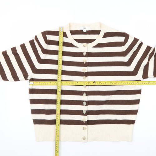 Marks and Spencer Women’s Brown Striped Cardigan Large