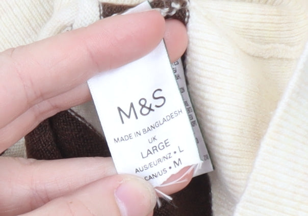 Marks and Spencer Women’s Brown Striped Cardigan Large