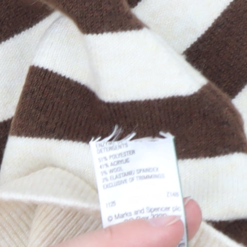 Marks and Spencer Women’s Brown Striped Cardigan Large