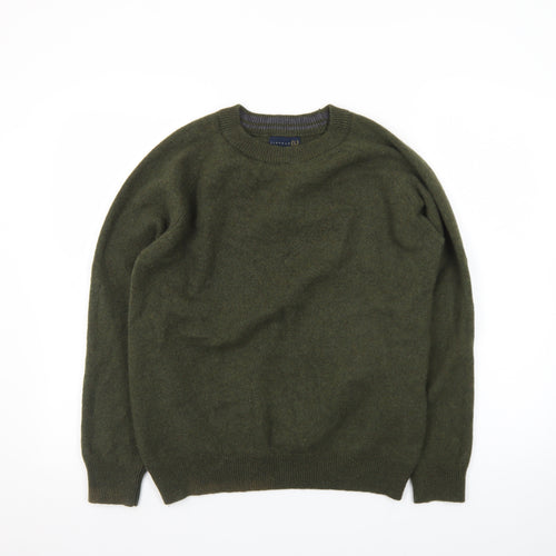 Lincoln Men's Green Wool Crew Neck Pullover Jumper Size M