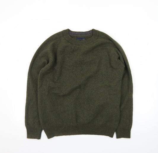 Lincoln Men's Green Wool Crew Neck Pullover Jumper Size M