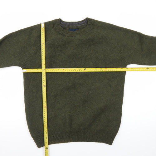 Lincoln Men's Green Wool Crew Neck Pullover Jumper Size M