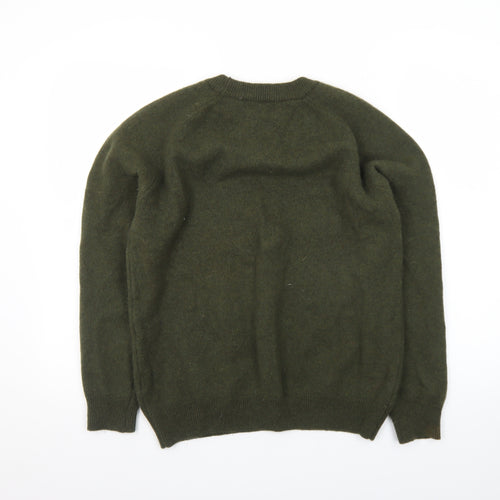 Lincoln Men's Green Wool Crew Neck Pullover Jumper Size M