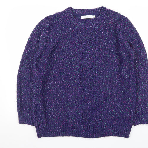 ISLE Women's Purple Cable-Knit Crew Neck Jumper Size 18-20