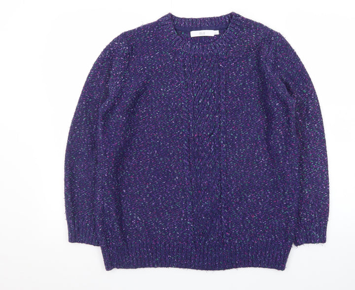 ISLE Women's Purple Cable-Knit Crew Neck Jumper Size 18-20