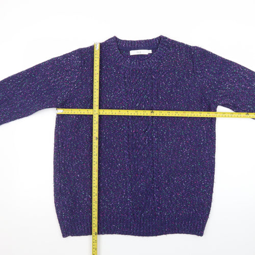 ISLE Women's Purple Cable-Knit Crew Neck Jumper Size 18-20