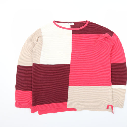 White Stuff Women's Colour Block Jumper Size 14 Beige Red Knit
