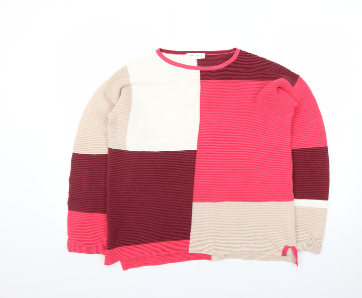 White Stuff Women's Colour Block Jumper Size 14 Beige Red Knit