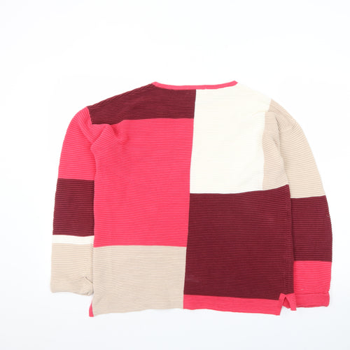 White Stuff Women's Colour Block Jumper Size 14 Beige Red Knit