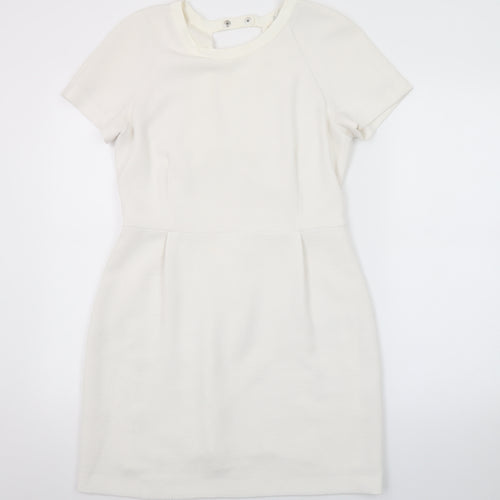 Sandro Women Ivory Short Sleeve Sheath Dress Size 12