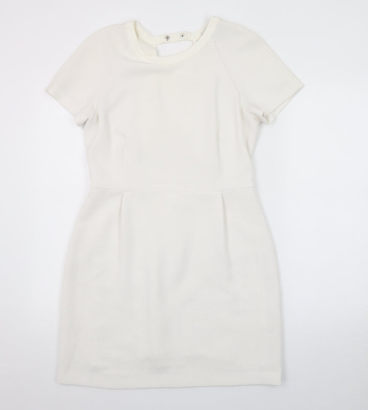 Sandro Women Ivory Short Sleeve Sheath Dress Size 12