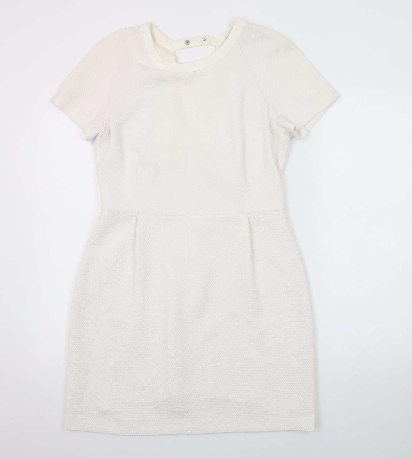 Sandro Women Ivory Short Sleeve Sheath Dress Size 12