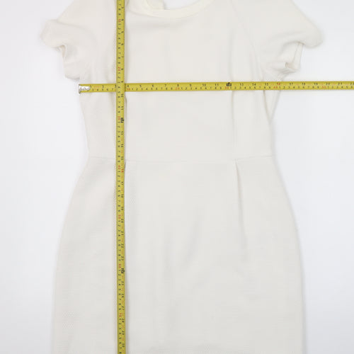 Sandro Women Ivory Short Sleeve Sheath Dress Size 12