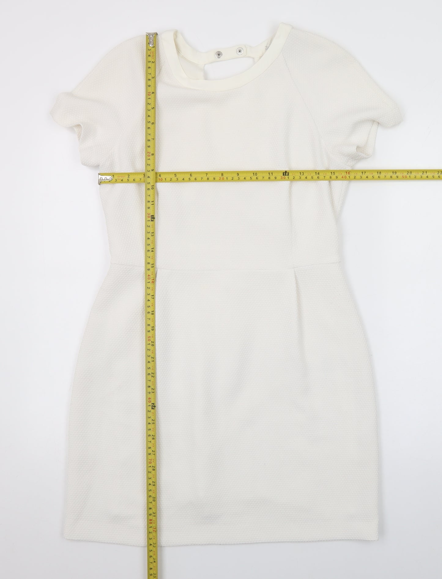 Sandro Women Ivory Short Sleeve Sheath Dress Size 12