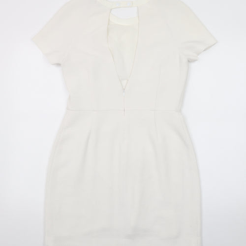 Sandro Women Ivory Short Sleeve Sheath Dress Size 12